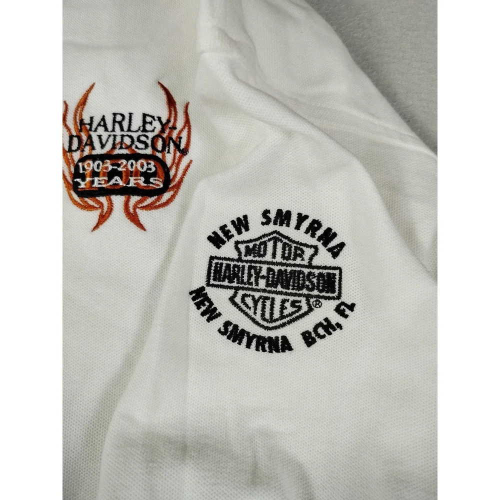 Vintage Harley Davidson 100th Anniversary Polo Shirt Mens 2XL White USA